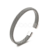 Non-Tarnish 304 Stainless Steel Flat Mesh Chains Shape Open Cuff Bangle for Women BJEW-C0033-04P-1