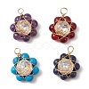 Natural & Synthetic Mixed Gemstone Flower Pendants PALLOY-JF02158-1
