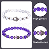 ANATTASOUL 5Pcs 5 Style Natural & Synthetic Mixed Gemstone Round & Hamsa Hand Beaded Stretch Bracelets Set for Women BJEW-AN0001-33-3