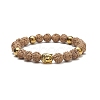 2Pcs 2 Color Natural Wood & Synthetic Hematite & Alloy Buddhist Head Beaded Stretch Bracelets Set for Women BJEW-JB09154-2