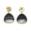 Natural Stripe Agate Dangle Stud Earrings EJEW-L228-06-3