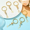 Brass Flower & 201 Stainless Steel Letter A~Z Pendant Keychain KEYC-JKC00801-2