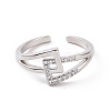 Clear Cubic Zirconia Interlocking Triangle Knot Open Cuff Ring RJEW-G283-04P-2