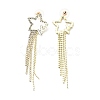 Clear Cubic Zirconia & Crystal Rhinestone Long Dangle Stud Earrings EJEW-C037-06A-LG-2