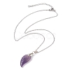 Natural Mixed Gemstone Wing Pendant Necklaces NJEW-JN04506-5