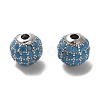 Rhodium Plated 925 Sterling Silver Micro Pave Cubic Zirconia Beads STER-H110-24A-02P-1