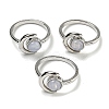 Natural Gemstone Adjustable Rings RJEW-K269-09P-2