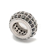 Brass Micro Pave Black Cubic Zirconia European Beads KK-G493-40P-2