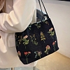 Flower Printed Polyester Women's Tote Bags PW-WG102BE-01-4