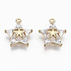 Brass Micro Pave Clear Cubic Zirconia Charms KK-N231-196-NF-1