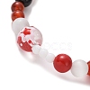 Natural Mixed Gemstone & Lampwork Stretch Bracelet BJEW-TA00259-5
