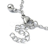 304 Stainless Steel Round Ball Charm Bracelets for Women BJEW-D023-04P-3