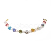 Natural Pearl & Millefiori & Brass Beaded Necklace for Women NJEW-JN04177-02-4