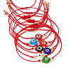 Adjustable Ethnic Red Woven Cord Glass Evil Eye Link Braided Bracelet Sets HN8708-1