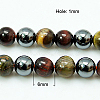 Natural Tiger Iron & Synthetic Hematite Beads Strands G-H1581-6mm-2