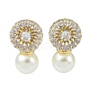 Rack Plating Brass With ABS Imitation Pearl Beads EJEW-U006-05G-1