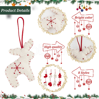 CRASPIRE 8Pcs 8 Style Felt Fabric Pendant Decoration HJEW-CP0001-11-1