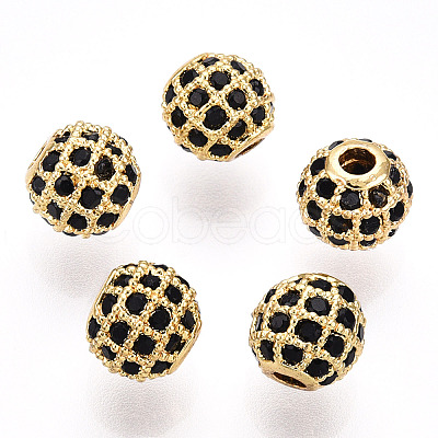 Rack Plating Brass Cubic Zirconia Beads ZIRC-S001-6mm-B02-1