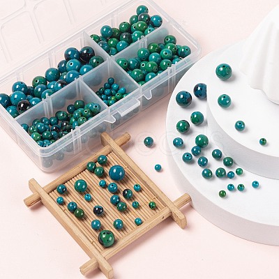 340Pcs 4 Sizes Synthetic Chrysocolla Beads G-LS0001-31-1