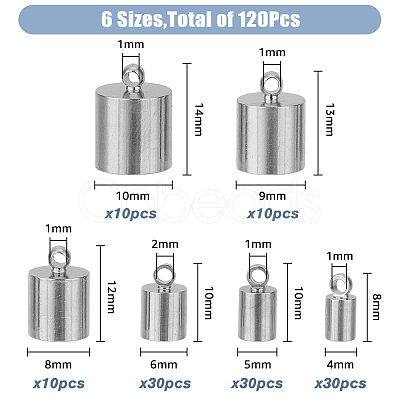 SUPERFINDINGS 120Pcs 6 Sizes Brass Cord Ends KK-FH0006-42P-1