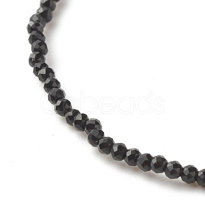 Natural Black Spinel Beads Stretch Bracelet for Women BJEW-JB07420-01-1