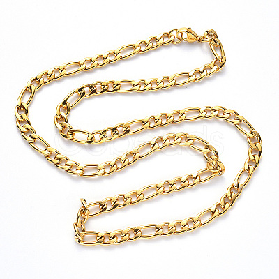 PVD Vacuum Plating 304 Stainless Steel Figaro Chain Necklaces NJEW-S420-003A-G-1