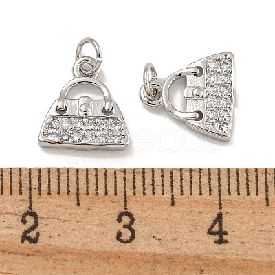 Rack Plating Brass Micro Pave Clear Cubic Zirconia Charms KK-U030-10P-1