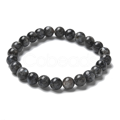 Natural Larvikite Bead Stretch Bracelets BJEW-K212-B-046-1