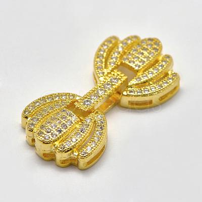 Brass Micro Pave Cubic Zirconia Fold Over Clasps KK-K180-06-1