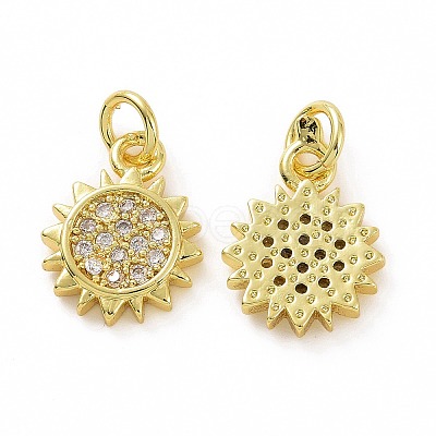 Brass Micro Pave Cubic Zirconia Sun Charms KK-E068-VF052-1