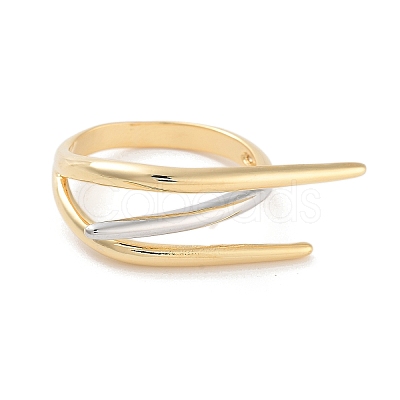 Brass Open Cuff Ring for Women RJEW-C102-07GP-1