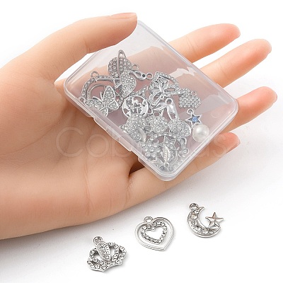 20Pcs 20 Styles Alloy Crystal Rhinestone Pendants FIND-YW0003-07-1