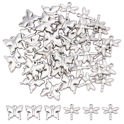 DICOSMETIC 40Pcs 2 Style 201 Stainless Steel Pendants STAS-DC0007-86-1