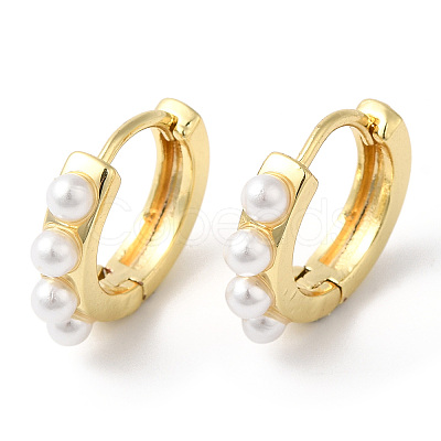 Plastic Pearl Beaded Hoop Earrings EJEW-R149-04G-1