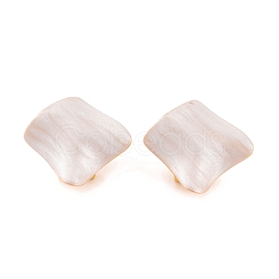 Rhombus Brass Enamel Stud Earrings for Women EJEW-G391-14G-1