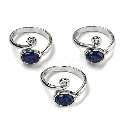 Natural Lapis Lazuli Adjustable Rings RJEW-K269-08P-01-1