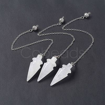 Natural Quartz Crystal Pointed Dowsing Pendulums AJEW-B020-01P-07-1