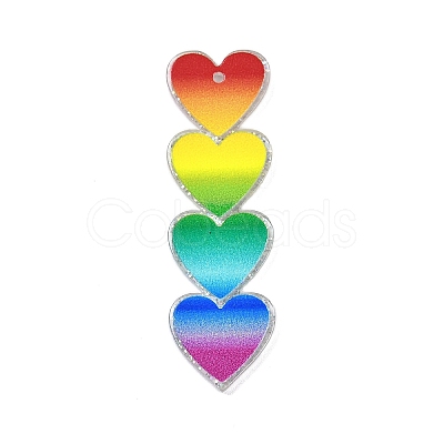 Valentine's Day Theme Gradient Color Acrylic Pendants OACR-Q100-11B-1