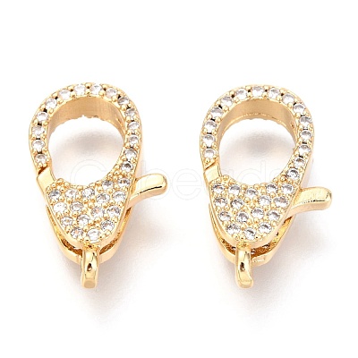 Brass Micro Pave Cubic Zirconia Lobster Claw Clasps ZIRC-O038-22G-1