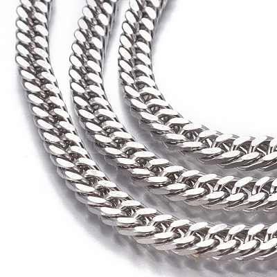 Tarnish Resistant 201 Stainless Steel Cuban Link Chains CHS-P007-23P-1