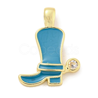 Brass with Cubic Zirconia with Enamel Pendant KK-Q814-22G-05-1