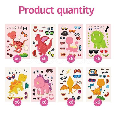 48 Sheets 8 Styles Paper Make a Face Stickers DIY-WH0467-004-1