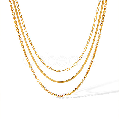 Stainless Steel Layered Necklaces PW-WG2F46D-02-1