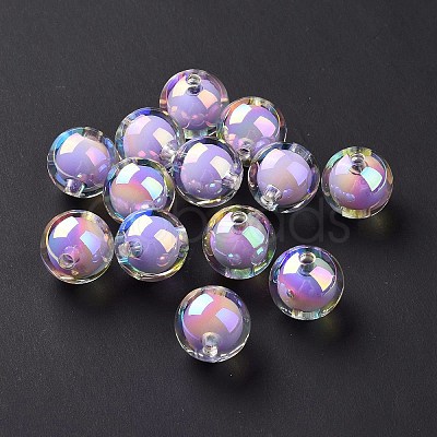 UV Plating Rainbow Iridescent Acrylic Beads OACR-P014-05B-1