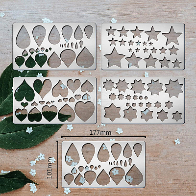 BENECREAT 4 Styles Steel Cutting Dies Stencils DIY-BC0004-18-1