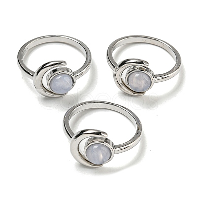 Natural Gemstone Adjustable Rings RJEW-K269-09P-1