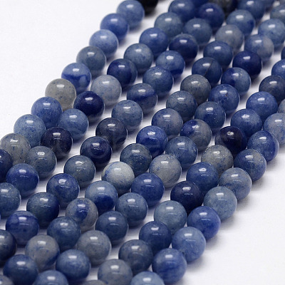 Dyed & Heated Natural Blue Aventurine Beads Strands G-F380-6mm-1