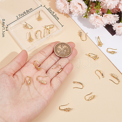 Beebeecraft 24Pcs 4 Style Brass Micro Pave Clear Cubic Zirconia Earring Hooks KK-BBC0012-32-1