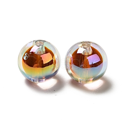 UV Plating Rainbow Iridescent Transparent Acrylic Beads OACR-A014-04-1