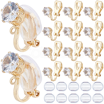 SOFPLATE 32Pcs Brass Clip-on Earring Findings KK-SP0001-26G-1